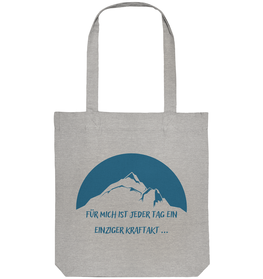 Ein poetisches Kunstwerk von Artbookings/Shirtigo, das den Kampf des Lebens anhand einer Baumwolltasche Sisyphos - Kraftakt / Tragik des Lebens - Variante darstellt