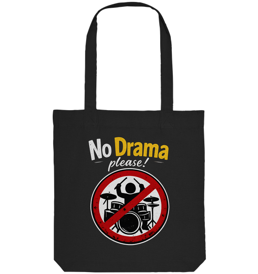 Die Baumwoll-Tragetasche von Artbookings/Shirtigo zeigt den Spruch "No drama please!" und eignet sich perfekt als stylisches Statement für Dating oder Mental Health.