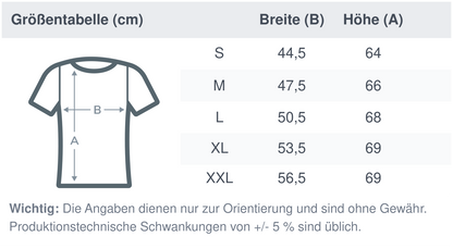Die Größentabelle für Artbookings/Shirtigo T-Shirt mit Spruch: Psychoanalyse für alle! | Bio-Shirt im weiblichen Schnitt.
