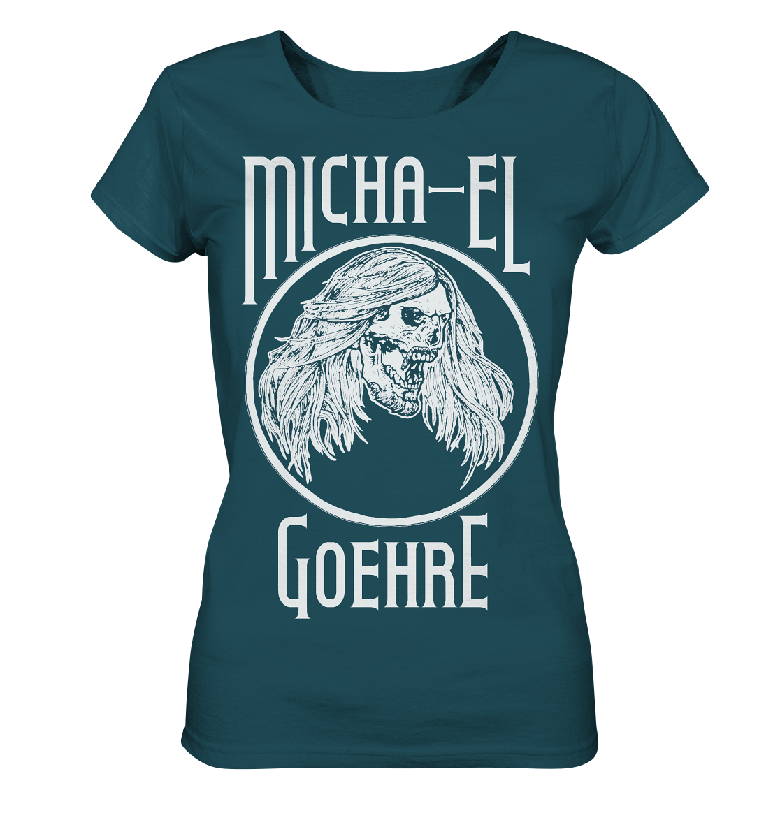 Artbookings - Micha-El Goehre - offizielles Fan-Shirt - Bio-T-Shirt - weiblicher Schnitt mit Poetry-Slam-Merchandise und Kunstdrucken.