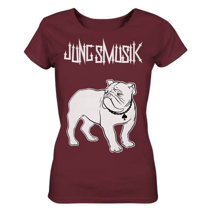 Artbookings - Micha-El Goehre: Jungsmusik - T-Shirt mit Bulldogge Lemmy - weiblicher Schnitt mit Fotografie und Kunstwerk.