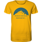 Ein gelbes T-Shirt von Artbookings mit einem vom Poetry Slam inspirierten Kunstdruck, der die poetische Tragödie des Lebens durch das ikonische Bild von Sisyphos, der einen Berg schiebt, vermittelt.