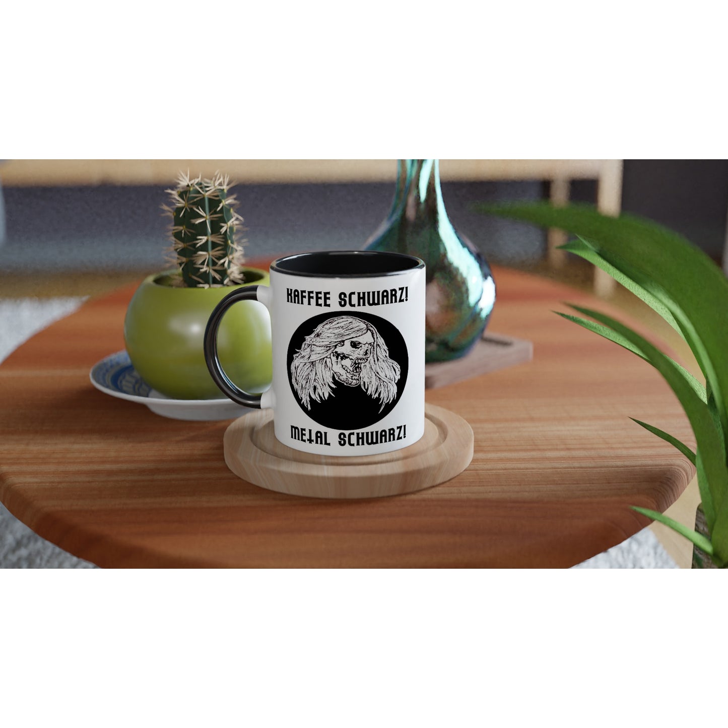 Eine von der Kunst inspirierte Micha-El Goehre - offizielle Fan-Tasse: Kaffee schwarz - Keramik mit einem schwarz-weißen Bild eines Hundes, perfekt für Merchandise.