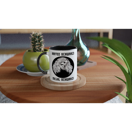 Eine von der Kunst inspirierte Micha-El Goehre - offizielle Fan-Tasse: Kaffee schwarz - Keramik mit einem schwarz-weißen Bild eines Hundes, perfekt für Merchandise.